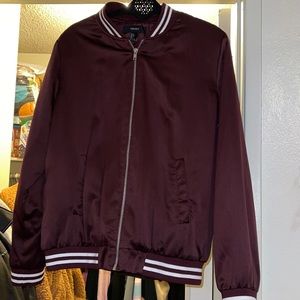 MAROON STRIPPED BOMBER JACKET